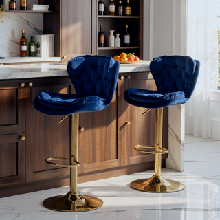 Sunvega Set of 2 Swivel Bar Stools with Chrome Footrest and Adjustable Height