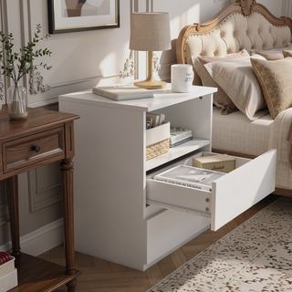 Sunvega End Table with Fast USB C Charging Station and 2 Drawers for Living Room