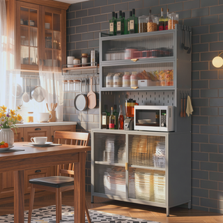 Sunvega 73-Inch 6-Tier Flip Door Pantry Cabinet with Adjustable Shelves for Kitchen