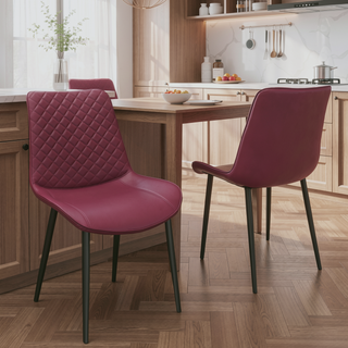Sunvega Modern PU Leather Dining Chairs Set of 2 with Metal Legs Waterproof