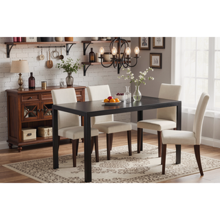Sunvega 47.25 Inch Tempered Glass Top Dining Table with Metal Frame for 4