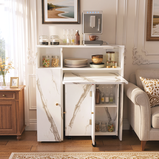 Sunvega Multifunctional Folding Dining Table with Wall-Mounted Sideboard and Storage