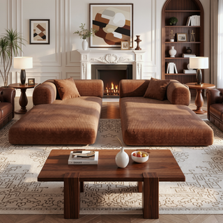 Sunvega Modular Sectional Sofa Bed with Pillow Back Support Armrest in Corduroy Fabric
