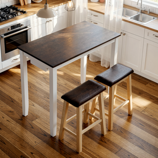 Sunvega Industrial Bar Table and Chairs Set with 2 Stools for Kitchen Dining Room