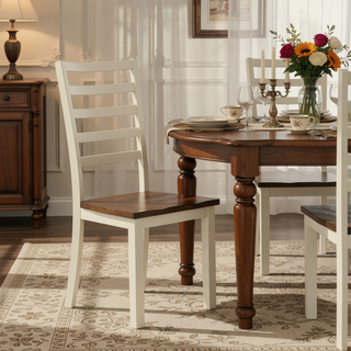 Sunvega Farmhouse Dining Table Set with Dogwood Bark and Blossom Colors