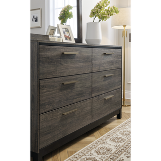 Sunvega Weathered Grey Finish Wood Queen Size Bedroom Set with Dresser Mirror