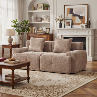 Sunvega Modular Loveseat Sofa with Tufted Design and Two Pillows for Living Room