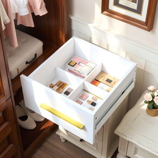 Sunvega 3 in 1 Vanity Desk with Open Top Mirror and Visible Glass Desktop
