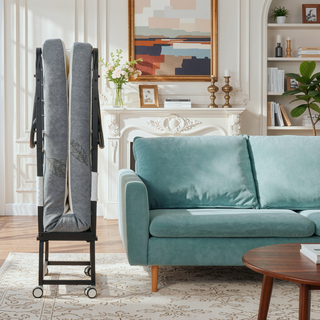 Sunvega Foldable Guest Bed with 4" Mattress on Sturdy Metal Frame and Wheels for Space Saving