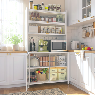 Sunvega 73-Inch 6-Tier Flip Door Pantry Cabinet with Adjustable Shelves for Kitchen