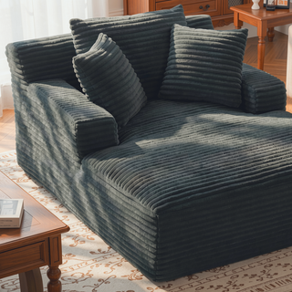 Sunvega Oversized Corduroy Upholstered Chaise Lounge Chair with Full Foam Cushioning