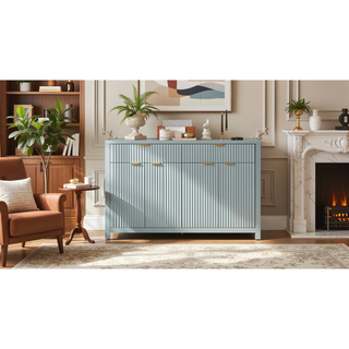 Sunvega Modern Scandinavian Buffet Cabinet with Wave Design and Adjustable Shelves