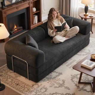 Sunvega Modular Sectional Sofa Bed with Pillow Back Support Armrest in Corduroy Fabric