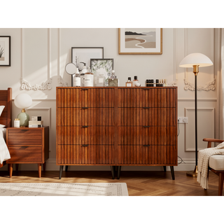 Sunvega Modern Wooden Chest of Drawers with Spacious Storage Compartments for Bedroom