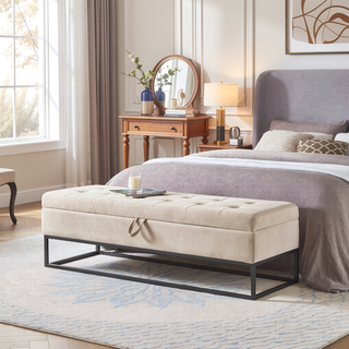 Sunvega 58.6" Contemporary Velvet Storage Bench with Button Tufted Top for Bedroom