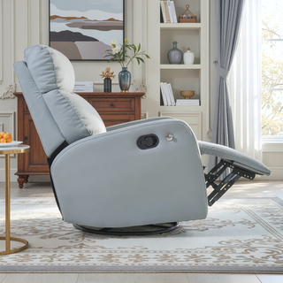 Sunvega 360 Degree Swivel Rocking Recliner Chair with Footrest for Bedroom
