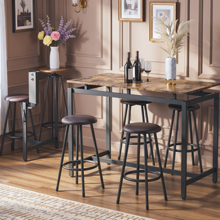 Sunvega 5-Piece Kitchen Counter Height Table Set with 4 Stools, Durable MDF and Iron Frame