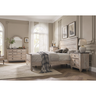 Sunvega Rustic Urban Chic White Wash Finish 4-Piece Queen Bedroom Set