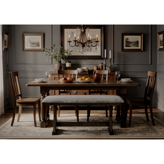 Sunvega Rustic Brown Upholstered Counter Height Dining Bench with Plush Seating