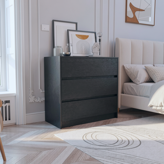 Sunvega 3 Drawer Chest of Drawers with Metal Rails for Bedroom Storage