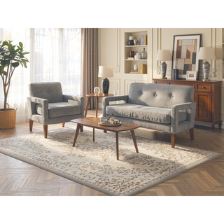 Sunvega Modern Gray Chenille Loveseat with Pocket Coils and Solid Wood Legs