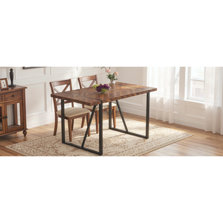 Sunvega Modern Simple Rectangular MDF Dining Table with Black Metal Legs for 4-6 People