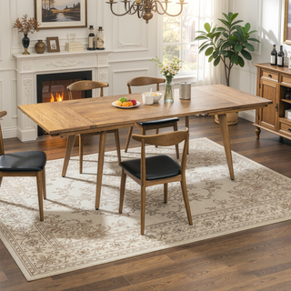 Sunvega Solid Red Oak Wood Bench with Tapered Legs for Dining and Entryway