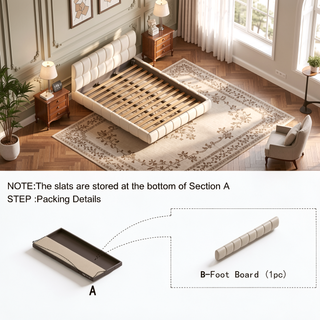 Sunvega King Size Upholstered Bed Frame with Thick Chenille Fabric Headboard