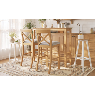 Sunvega 48" Rectangular Wood Bar Height Dining Table Set with 2 Chairs for Kitchen Breakfast Nook