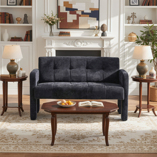 Sunvega Nordic Modern Upholstered Sofa with Dual Armrests for Living Room and Bedroom
