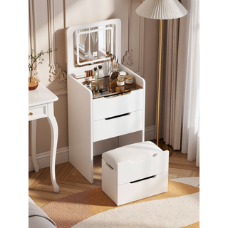 Sunvega 3 in 1 Vanity Desk with Flip Top Mirror and Glass Desktop for Bedroom
