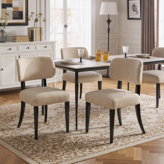 Sunvega Modern Upholstered Wooden Dining Chairs Set of 2 for Small Spaces