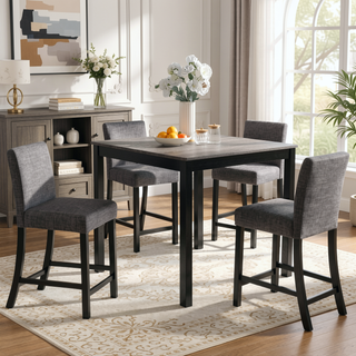 Sunvega Modern 5-Piece Dining Table Set with Upholstered Chairs for Kitchen and Dining Room