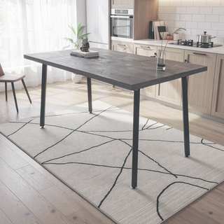 Sunvega Expandable MDF Dining Table with Black Metal Legs for 4-6 People
