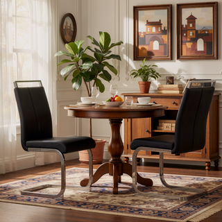 Sunvega Modern Faux Leather High Back Dining Chairs with C-Shaped Metal Legs Set of 4