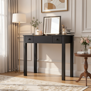 Sunvega 3-Level Adjustable Lighting Flip-Top Mirror Vanity Desk with Storage Drawers
