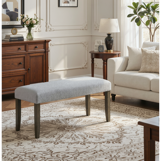Sunvega Mossy Grey Backless Bench with Memory Foam Topper and Tapered Legs