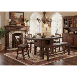 Sunvega Dark Brown Finish Wooden Counter Height Bench Transitional Style 1pc Dining
