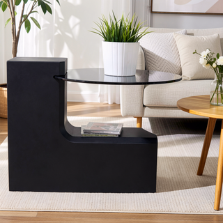 Sunvega Detachable Double-Decker Coffee Table with Anti-Collision Design and MDF Material
