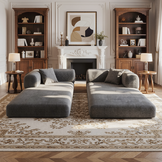 Sunvega Modular Sectional Sofa Bed with Pillow Back Support Armrest in Corduroy Fabric