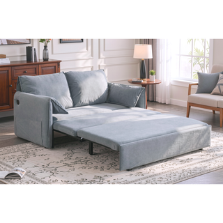 Sunvega Premium Velvet Convertible 3 in 1 Sleeper Sofa Bed with Adjustable Backrest