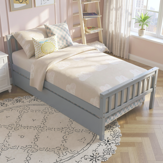 Sunvega Twin Bed Frame with Trundle and Headboard for Small Bedroom Space Saving