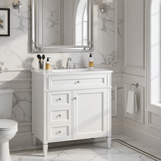 Sunvega Modern Minimalist 30'' Bathroom Vanity with Top Sink and Ample Storage