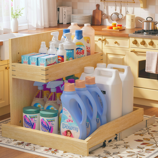 Sunvega 2 Tier Pull Out Cabinet Organizer with Soft Close and U Bracket