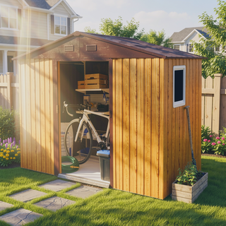 Sunvega 8ft x 4ft Outdoor Metal Storage Shed With Window and Metal Foundation