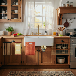 Sunvega 33 Inch White Porcelain Ceramic Farmhouse Kitchen Sink Workstation with Reversible Apron