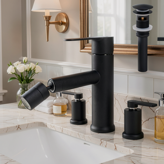 Sunvega Single Handle Bathroom Sink Faucet with 360 Rotating Aerator and Pop Up Drain