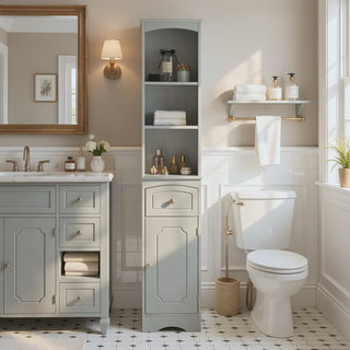 Sunvega Modern Freestanding Bathroom Cabinet with Drawer and Adjustable Shelf