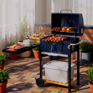 Sunvega 2 Burner Portable Gas BBQ Grill with Lid Thermometer and Foldable Legs