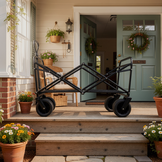 Sunvega Collapsible Foldable Wagon Cart with Strapping System and 3-Pcs Plastic Liner
